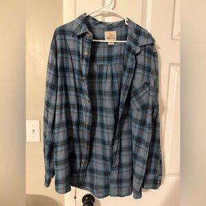 Field & Stream Navy and Teal Plaid Shirt